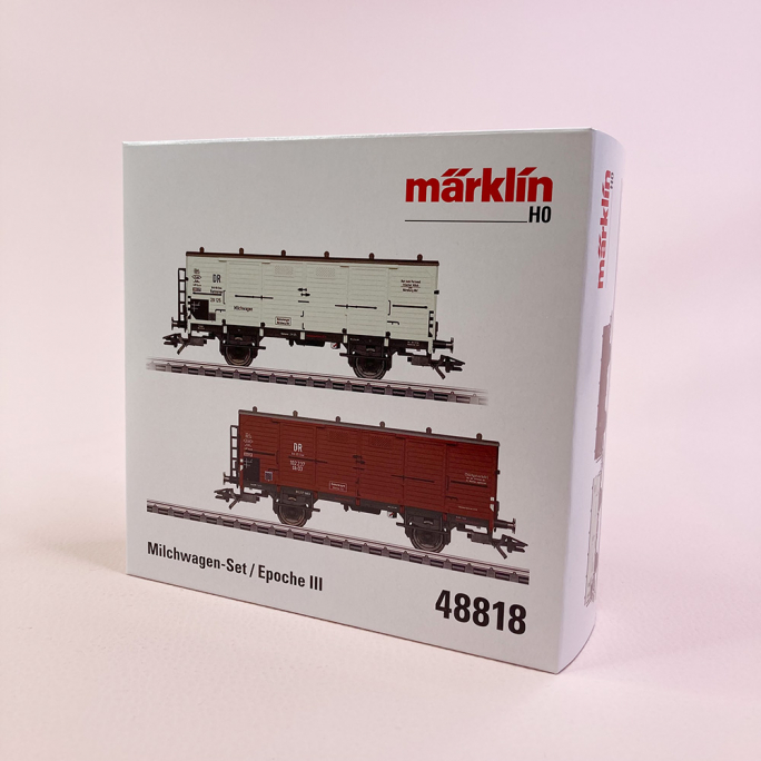 2 wagons couvert transport de lait, DB, Ep III - MARKLIN 48818 - HO 1/87