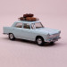 Peugeot 404 bleu pastel, galerie et valises - SAI 1822 - HO 1/87