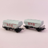 2 wagons trémies céréalier "CTC et UNAC", Sncf, Ep III - REE WB723 - HO 1/87
