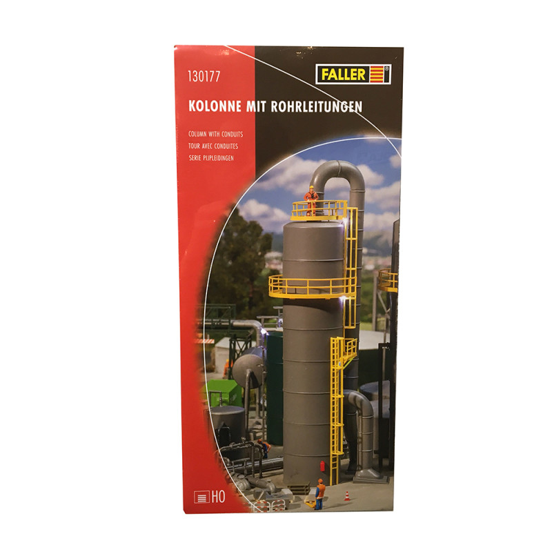 Tour / Colonne Industrielle avec conduite / tuyauterie - FALLER 130177 - HO 1/87