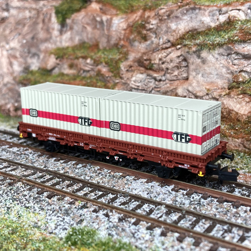 Wagon bas rebords bas Kbs avec conteneurs "TFG DB", DB, Ep IV - ARNOLD HN6566 - N 1/160