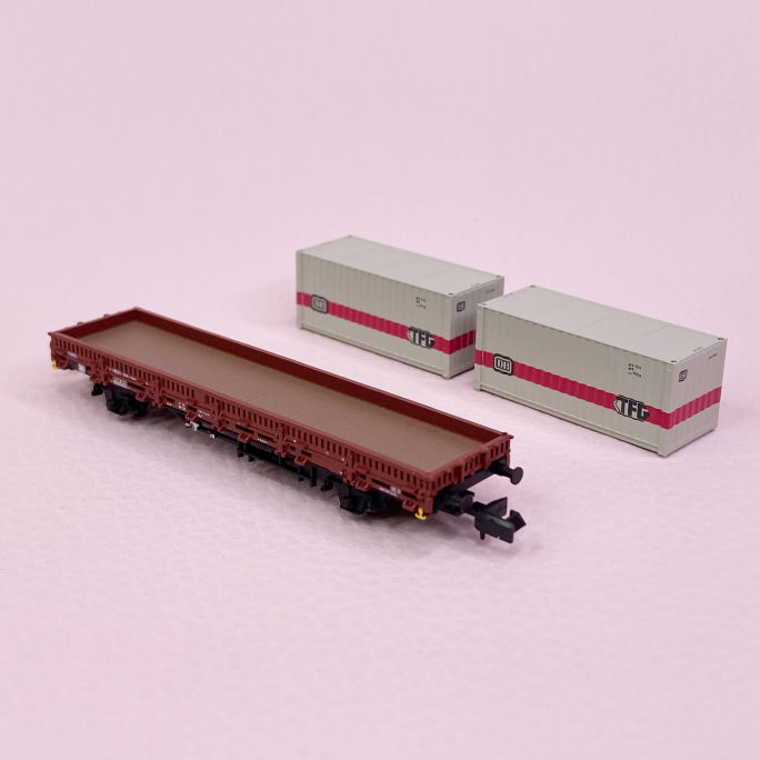 Wagon bas rebords bas Kbs avec conteneurs "TFG DB", DB, Ep IV - ARNOLD HN6566 - N 1/160