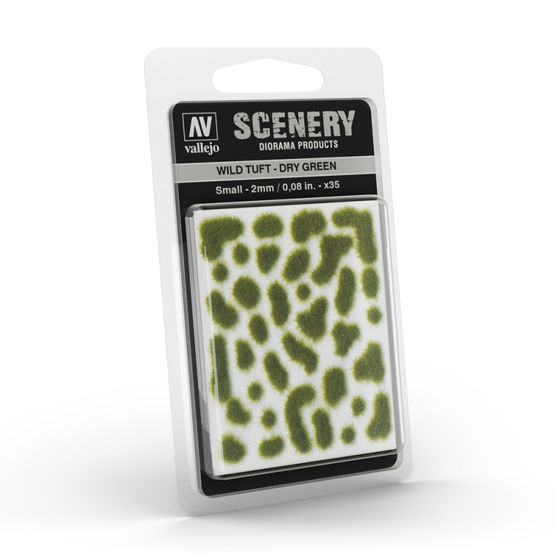 Touffes d'herbe Vert Sec, Sauvage, 2mm (x35) - VALLEJO SC401