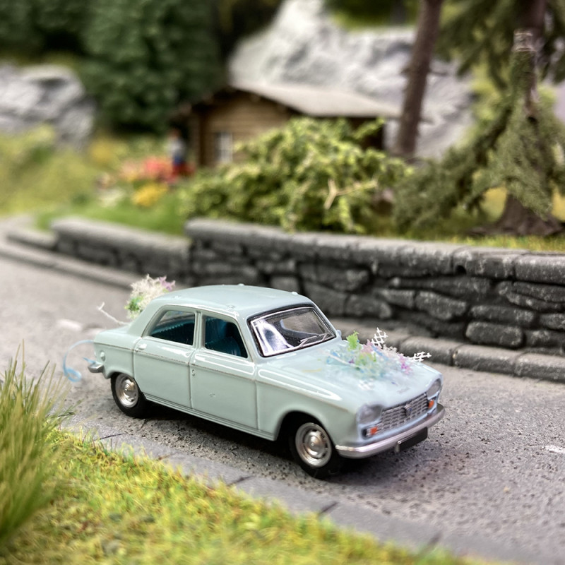 Peugeot 204 Bleu Pastel, Mariage - SAI 6265 - HO 1/87