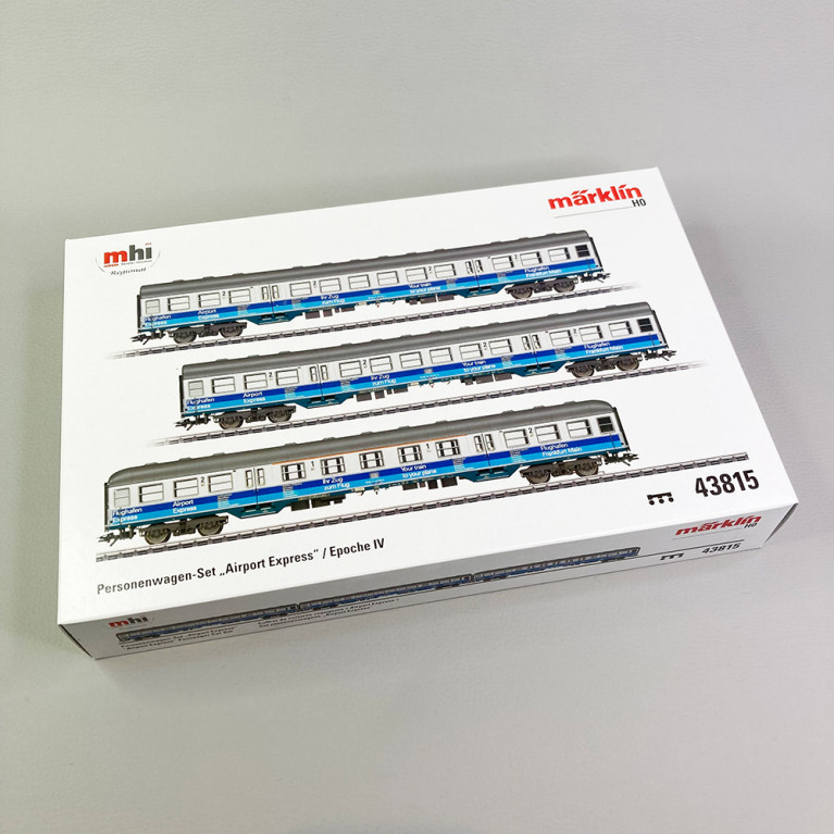 3 voitures "Airport Express" type Silberlinge, DB, EP IV - MARKLIN 43815 - HO 1/87