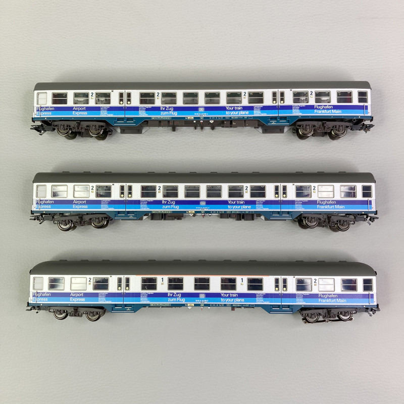 3 voitures "Airport Express" type Silberlinge, DB, EP IV - MARKLIN 43815 - HO 1/87