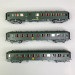 3 voitures OCEM RA A3B5 + B4D + B9, logo encadré jaune, Sncf, Ep IV - REE VB-386 - HO 1/87