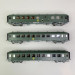 3 voitures OCEM RA A3B5 + B4D + B9, logo encadré jaune, Sncf, Ep IV - REE VB-386 - HO 1/87