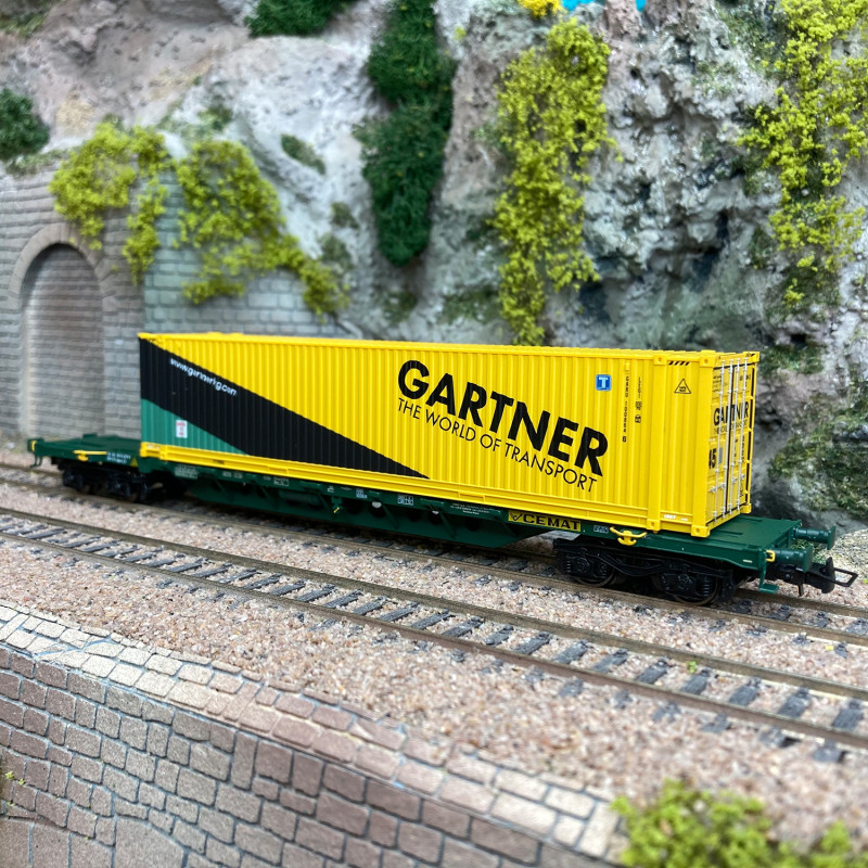 Wagon porte conteneur Sgnss "Gartner", Cemat (Autriche), Ep V et VI - RIVAROSSI HR6579 - HO 1/87