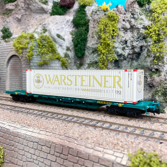 Wagon porte conteneur Sgnss "Warsteiner", Cemat (Allemagne), Ep V et VI - RIVAROSSI HR6578 - HO 1/87