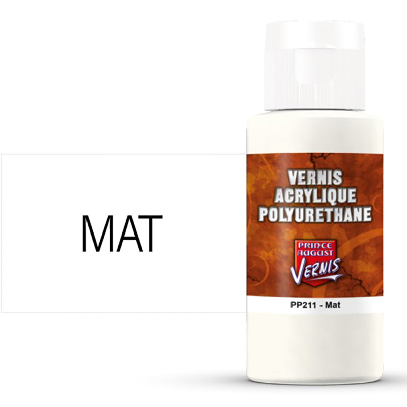 Base Acrylique Polyuréthane, Vernis Mat 60ml - PRINCE AUGUST PP211