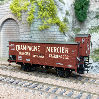 Wagon couvert G10 avec guérite "Champagne Mercier", Alsace Lorraine, Ep I - BRAWA 49865 - HO 1/87