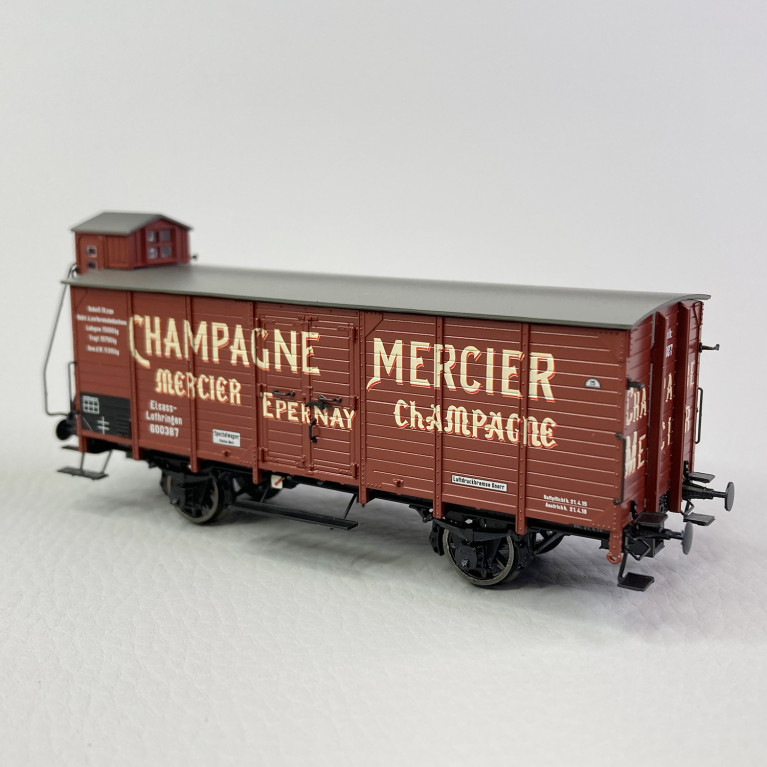 Wagon couvert G10 avec guérite "Champagne Mercier", Alsace Lorraine, Ep I - BRAWA 49865 - HO 1/87