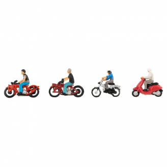 Motards et motos / Scooter (x4) - FALLER 151669 - HO 1/87