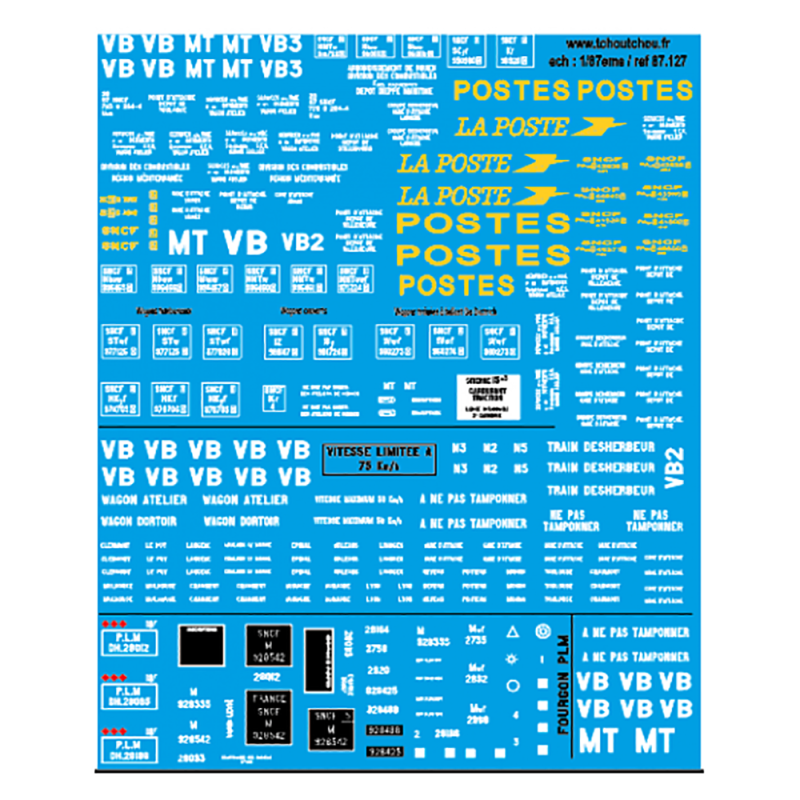 Marquages parc de service Ep III + poste décalcomanies-HO 1/87-TCHOUTCHOU 87127
