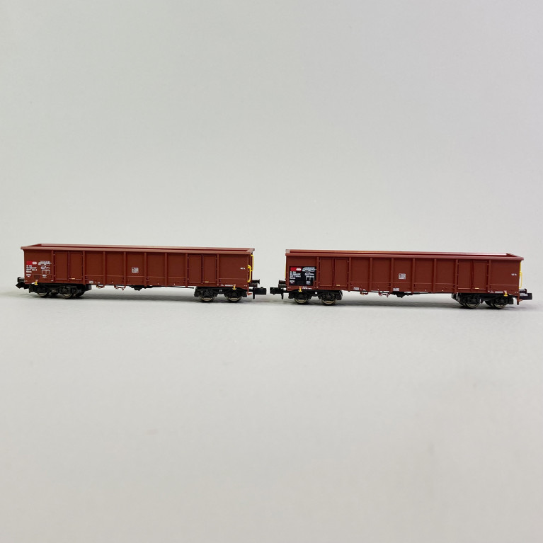 2 wagons tombereaux Eanos à bogies, SBB, Ep V - FLEISCHMANN 830252 - N 1/160