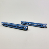 2 wagons porte autos DDm 916, livrée bleue, DR, Ep IV - ARNOLD HN4409 - N 1/160