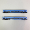 2 wagons porte autos DDm 916, livrée bleue, DR, Ep IV - ARNOLD HN4409 - N 1/160