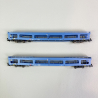 2 wagons porte autos DDm 916, livrée bleue, DB, Ep VI - ARNOLD HN4410 - N 1/160