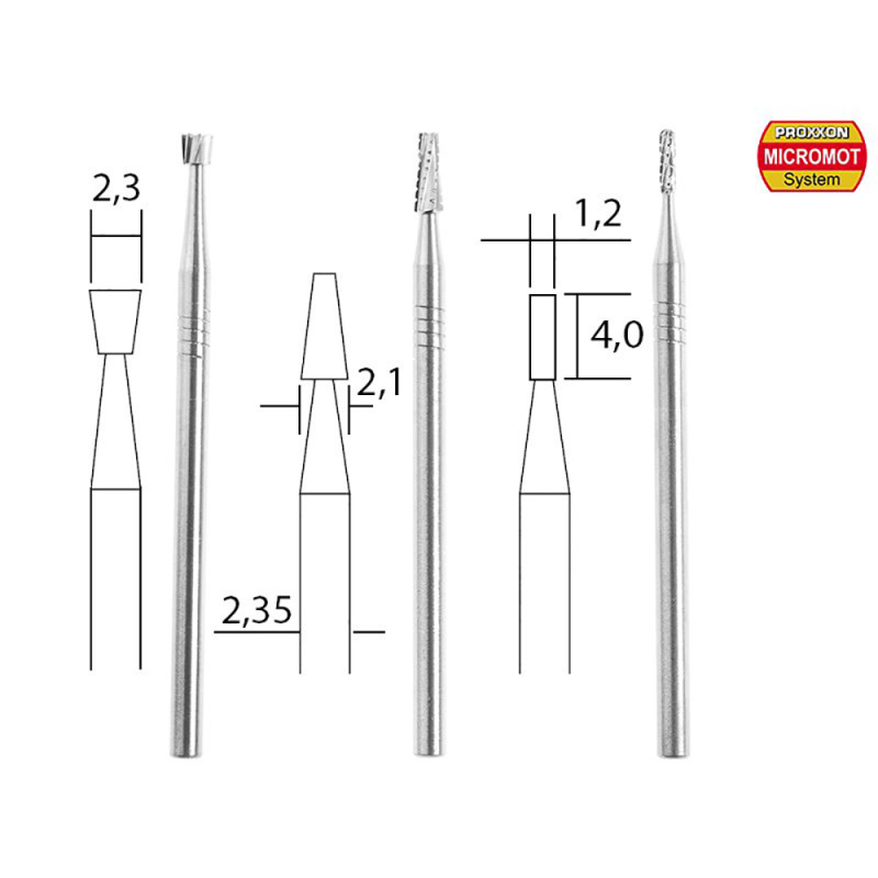 Embouts de fraise en métal renforcé (x3) - PROXXON 28752