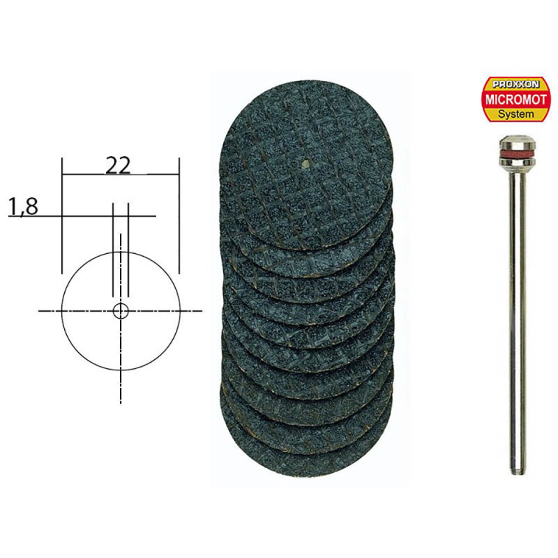Disques à tronçonner en oxyde d'aluminium Ø22mm (x10) - PROXXON 28808 Disques à tronçonner en oxyde d'aluminium Ø22mm (x10) - PROXXON 28808