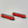 2 wagons tombereaux Eanos-x 055 à bogies, DB, Ep V - FLEISCHMANN 830251 - N 1/160