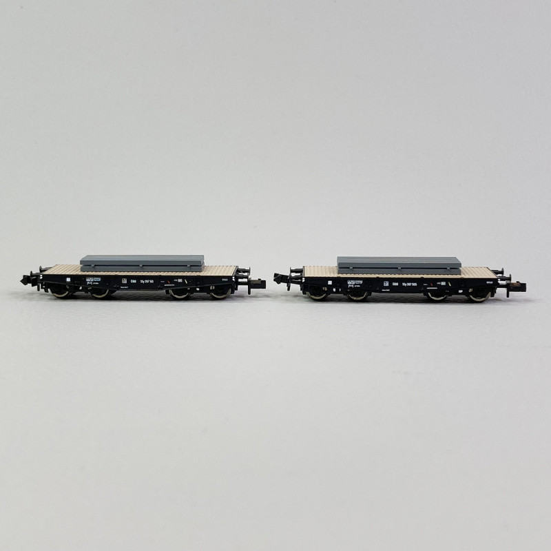 2 wagons plat charge lourde Ssy, avec chargement, ÖBB, Ep III - FLEISCHMANN 845607 - N 1/160