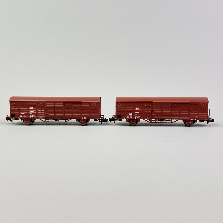 2 wagons couverts Gbs 258, portes coulissantes, DB, Ep V - FLEISCHMANN 826213 - N 1/160
