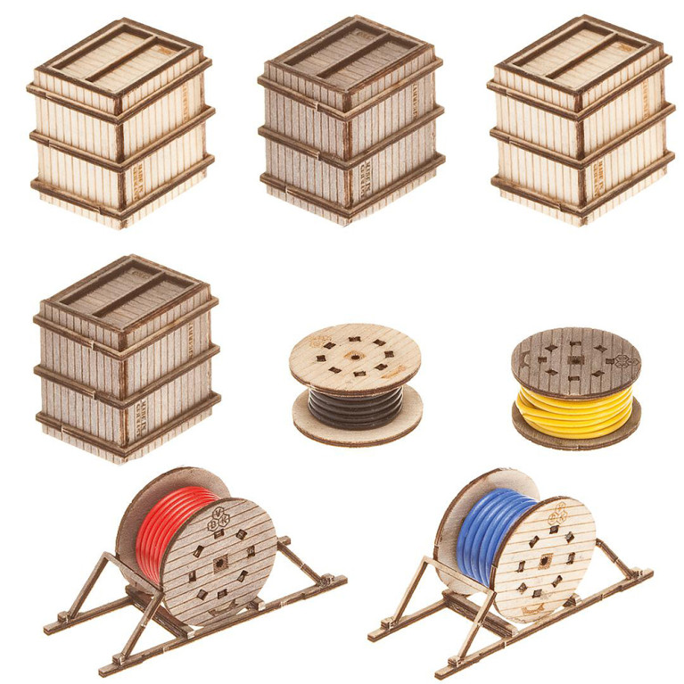 Caisses de transport et Tourets, Laser Cut - FALLER 180617 - HO 1/87