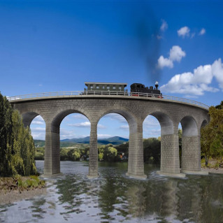 Pont courbe maçonné 1 voie-N-1/160-KIBRI 37665