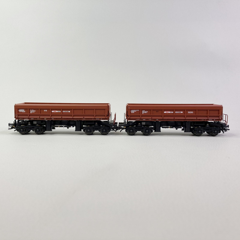 2 wagons tombereaux Fas avec benne basculante, H.F. WIEBE, EP VI - MARKLIN 48460 - HO 1/87