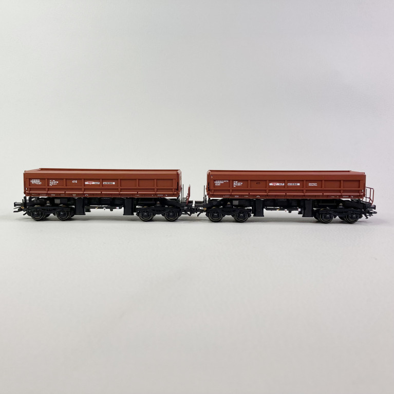 2 wagons tombereaux Fas avec benne basculante, H.F. WIEBE, EP VI - MARKLIN 48460 - HO 1/87