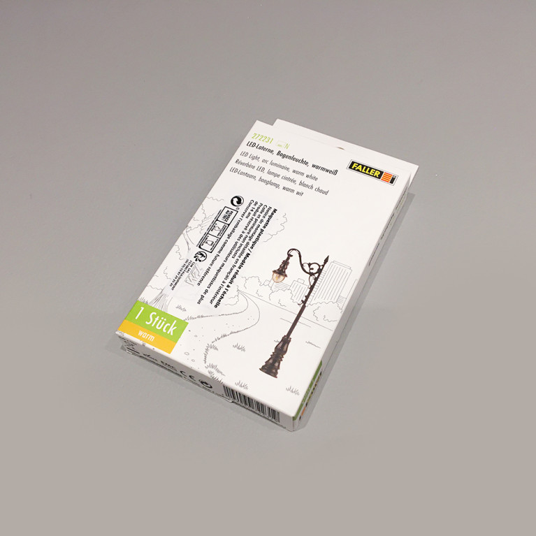 Lampadaire ancien cintré à LED 65 mm - FALLER 272231 - N 1/160