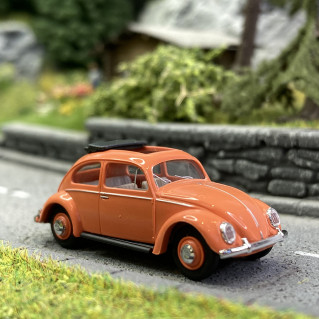 Volkswagen Coccinelle Ovale Découvrable 1955 Corail - BUSCH 52953 - HO 1/87