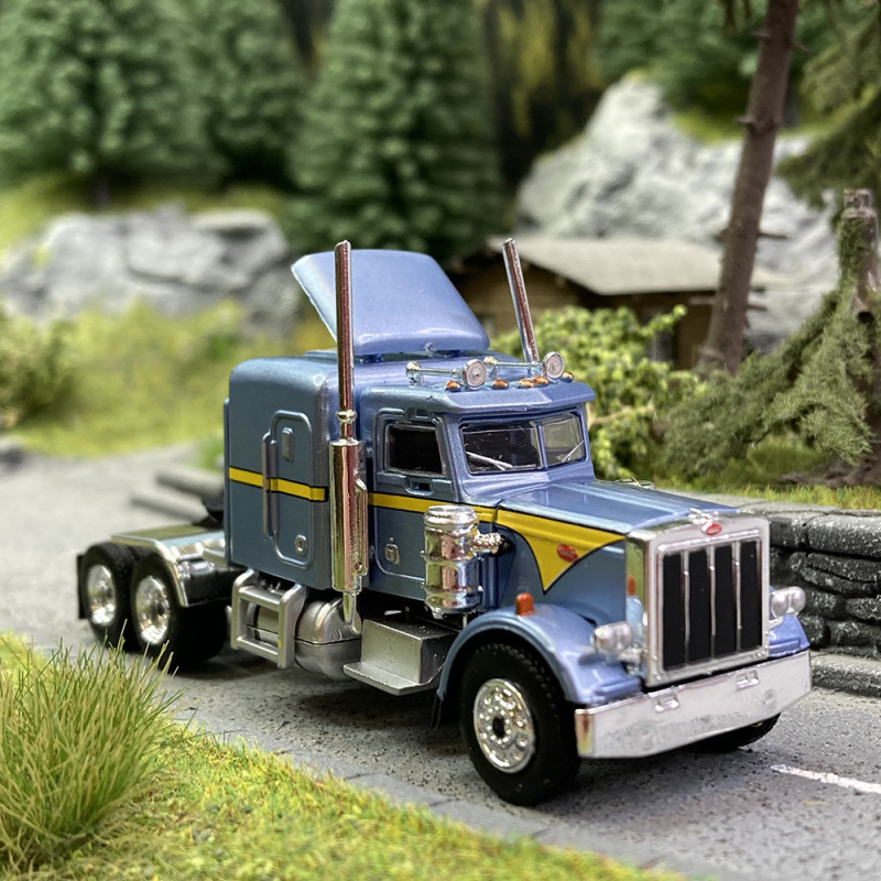 Camion Peterbilt 359 Bleu Ciel Métal / Jaune - BREKINA 85711 - HO 1/87