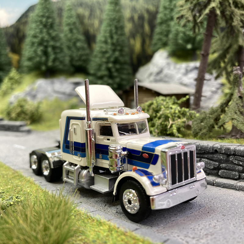 Camion Peterbilt 359 Blanc / Bleu - BREKINA 85714 - HO 1/87