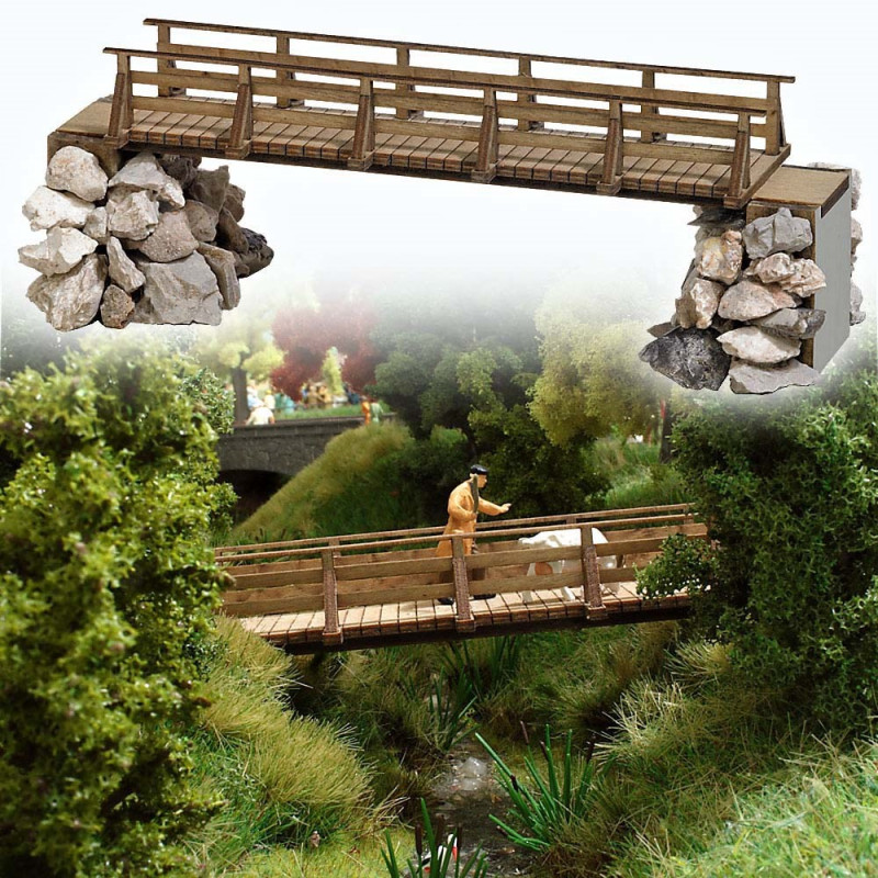 Petite pont piétons en bois-HO-1/87-BUSCH 1497