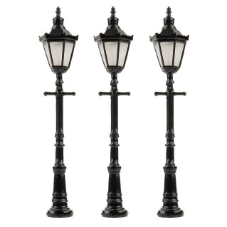 Lampadaire Type ancien, à LED 12 V - 55 mm (x3) - FALLER 272128 - N 1/160