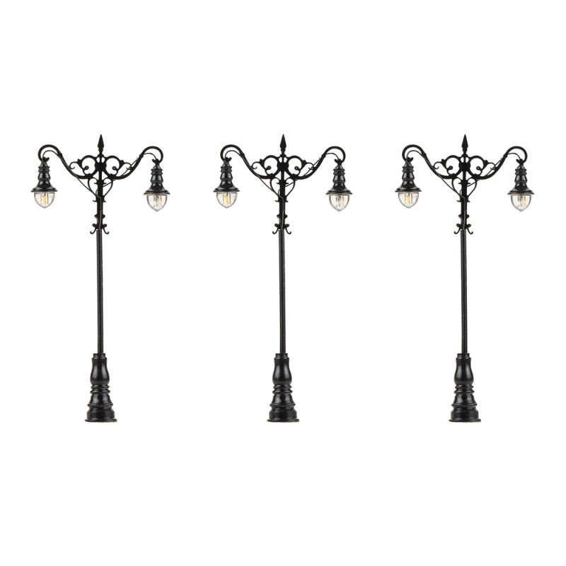 Lampadaire doubles boules suspendues (x3) - FALLER 180114 - HO 1/87