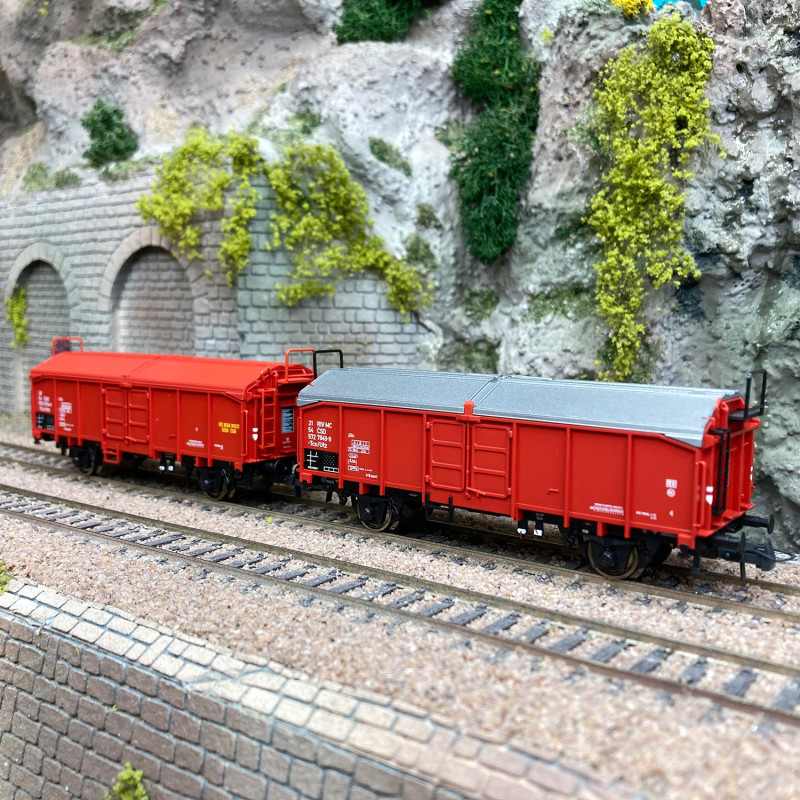2 Wagons Tombereaux ROCO 77035 – HO 1/87 – DR Ep IV – Modélisme Ferroviaire