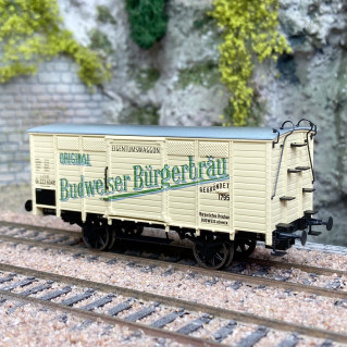 Wagon couvert type GB, "Budweiser Bürgerbräu", K.K.STs.B., Ep I - BRAWA 48041 - HO 1/87