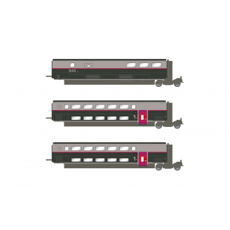 3 voitures (bar), TGV Duplex Carmillon, Sncf, Ep VI - JOUEF HJ3016 - HO 1/87