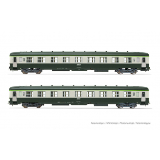 2 voitures DEV AO 2CL, U59 B9 (ex A9), logo encadré, Sncf, Ep IV - JOUEF HJ4181 - HO 1/87