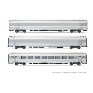 3 voiture inox "Train Expo" Set 2/2, Sncf, Ep VI - JOUEF HJ4179 - HO 1/87