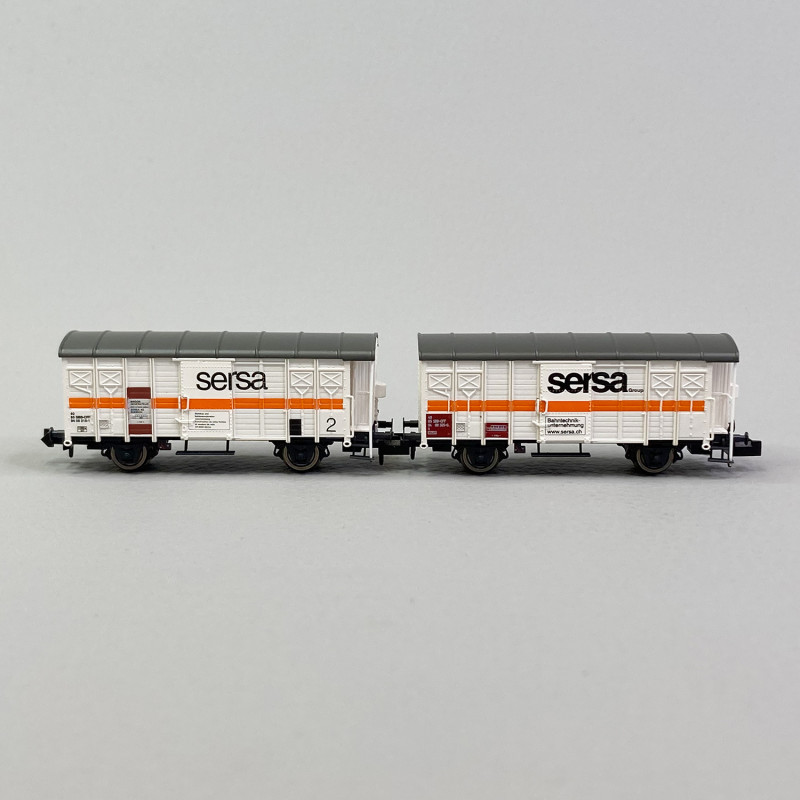 2 wagons couvert Gms (ex K3) maintenance, Sersa, Ep V - HOBBYTRAIN H24253 - N 1/160