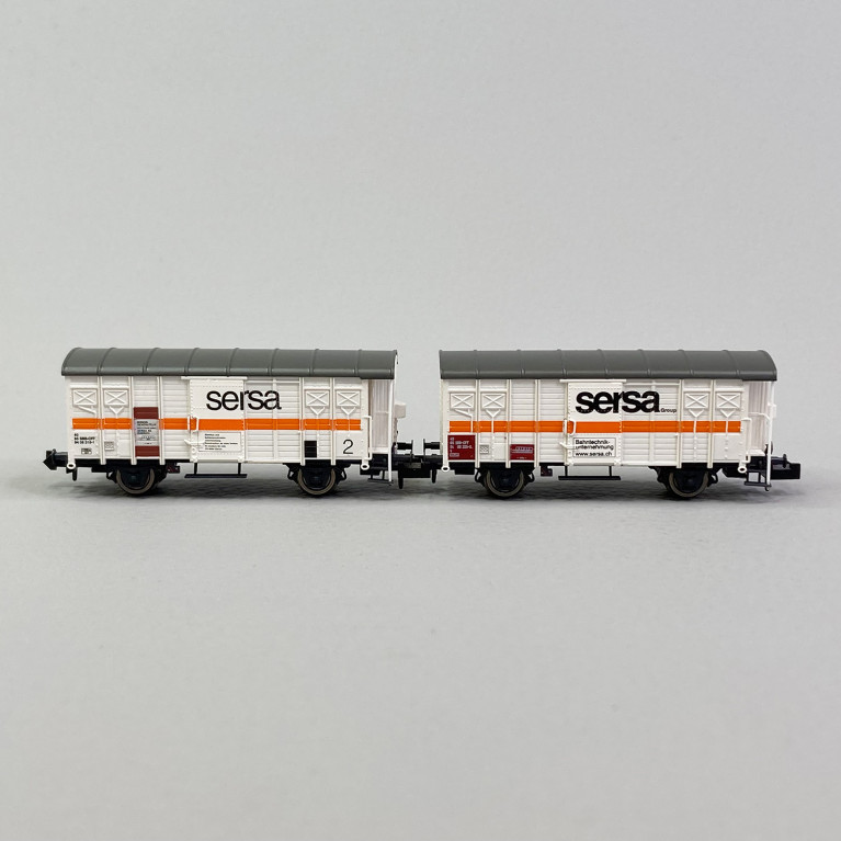 2 wagons couvert Gms (ex K3) maintenance, Sersa, Ep V - HOBBYTRAIN H24253 - N 1/160