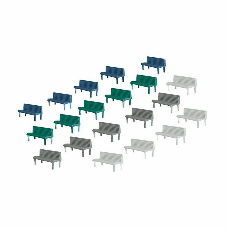 20 bancs dans 4 couleurs-HO-1/87-FALLER 180441