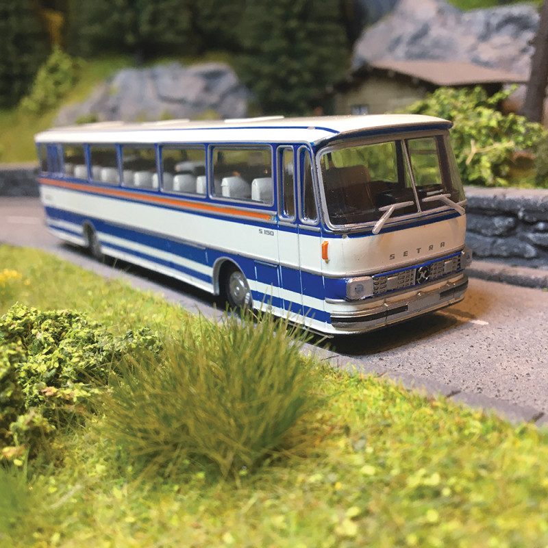 Bus Setra S 150 H, Blanc / Bleu / Orange - BREKINA 56051 - HO 1/87