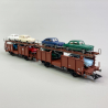 2 wagons porte autos type Laaes, avec voitures, DB, EP IV - MARKLIN 46139 - HO 1/87