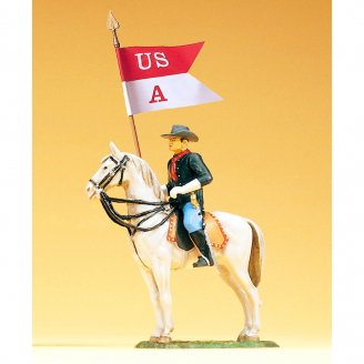 Soldat Américain avec drapeau, monté - PREISER 54754 - 1/25